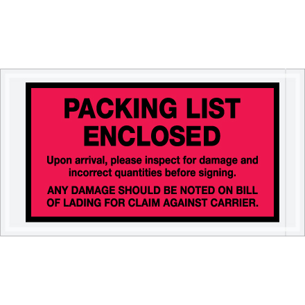 5 <span class='fraction'>1/2</span> x 10" Red "Packing List Enclosed" Envelopes